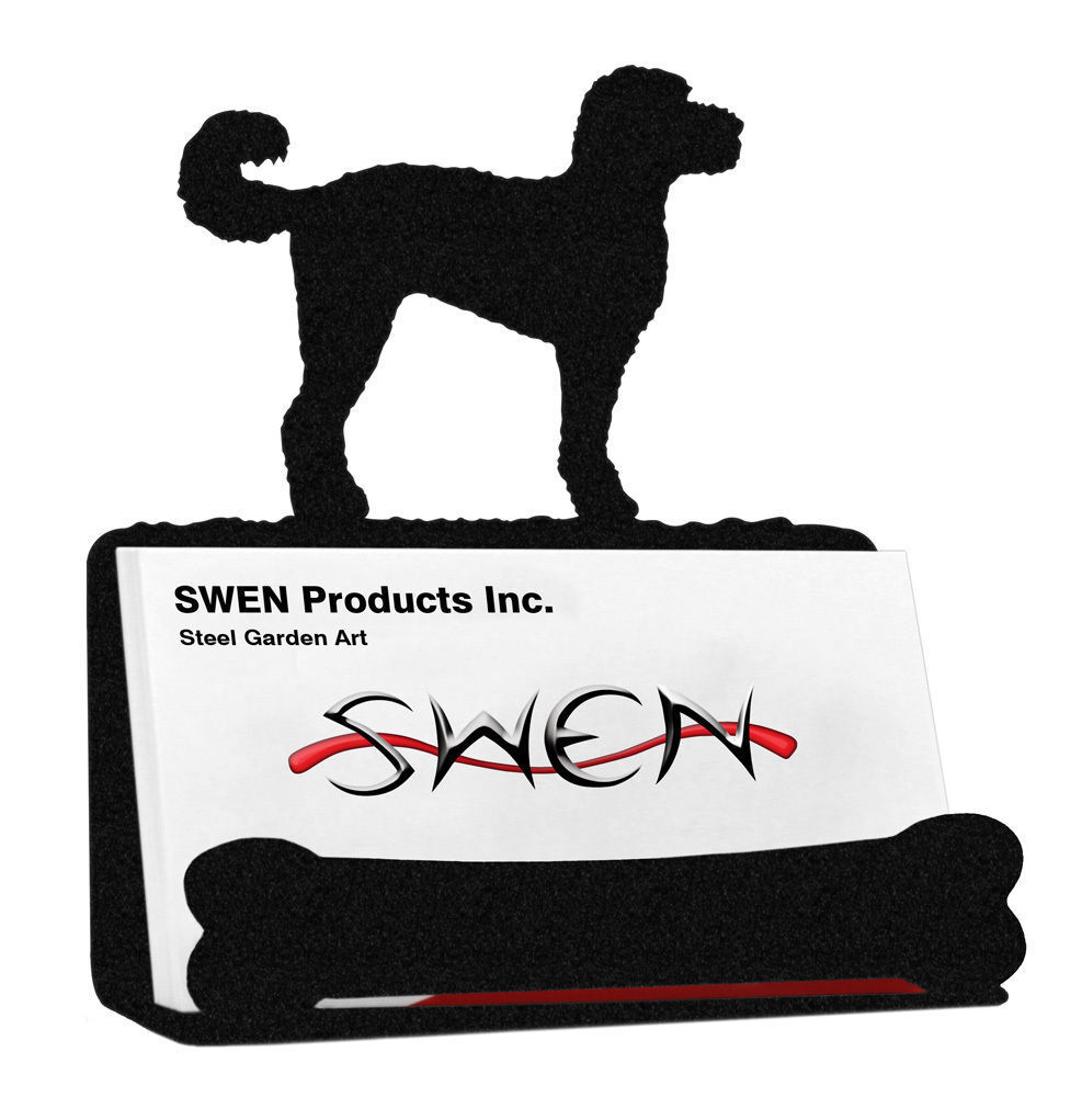 SWEN Products LABRADOODLE Dog Black Metal Business Card Holder