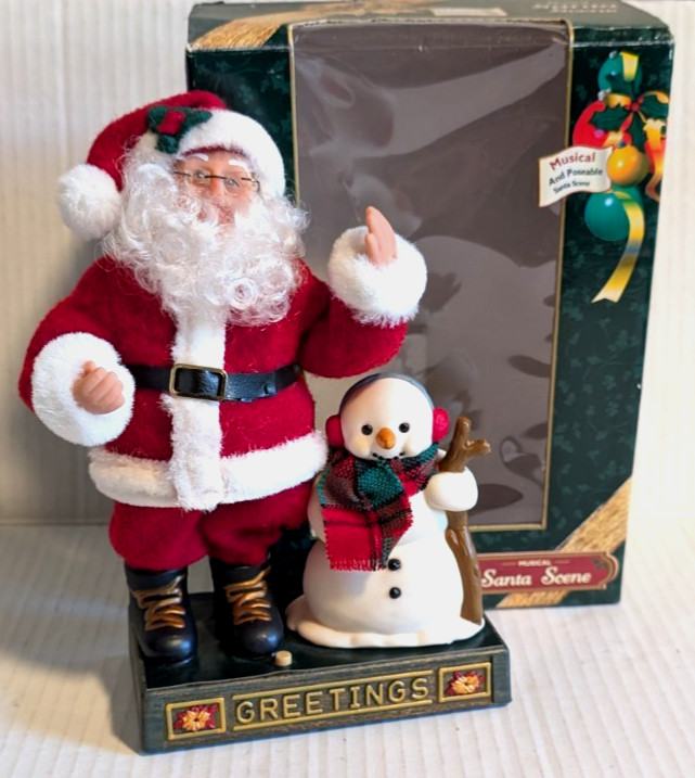 Vintage Holiday Creations Musical Santa & Snowman Scene 8\ Vintage Holiday Creations Musical Santa & Snowman Scene 8\
