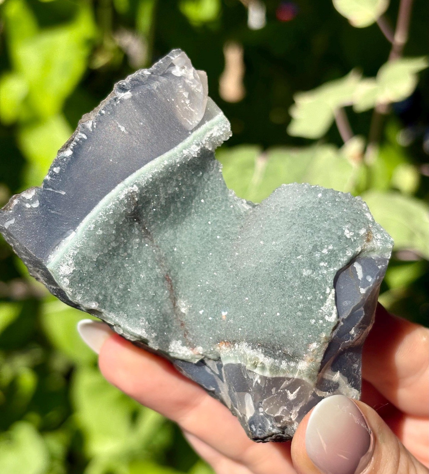 Natural Sugar Rainbow Amethyst Geode | Seafoam Blue Green Druzy Crystal Cluster Natural Sugar Rainbow Amethyst Geode | Seafoam Blue Green Druzy Crystal Cluster