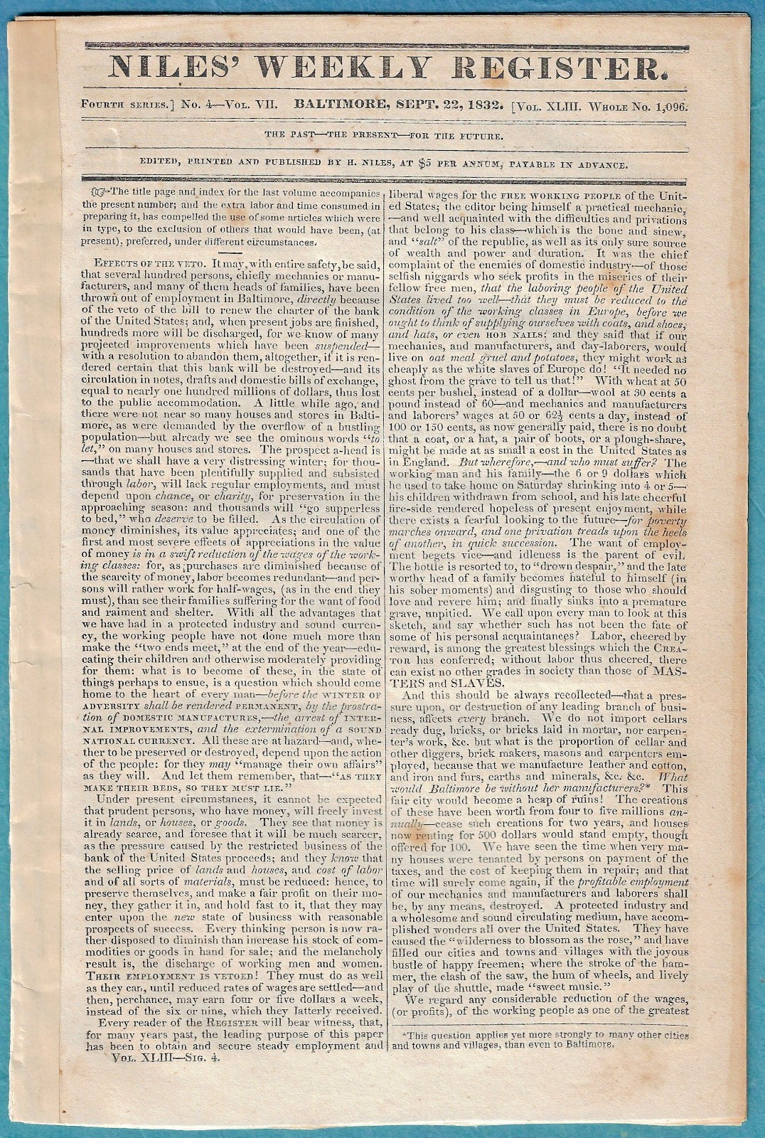 Niles Weekly 1832 ~ Black Hawk Indian War Nullification ~ Revolution in SC