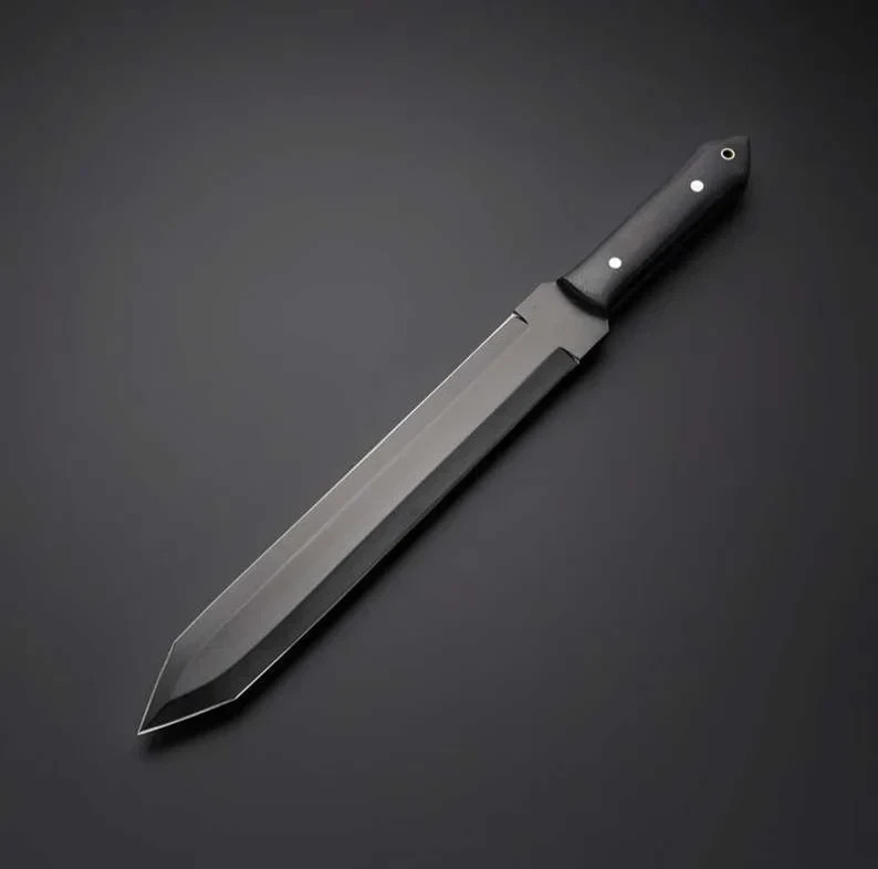 Custom handmade D2 steel Short Dagger sword with Micarta Handle leather sheath