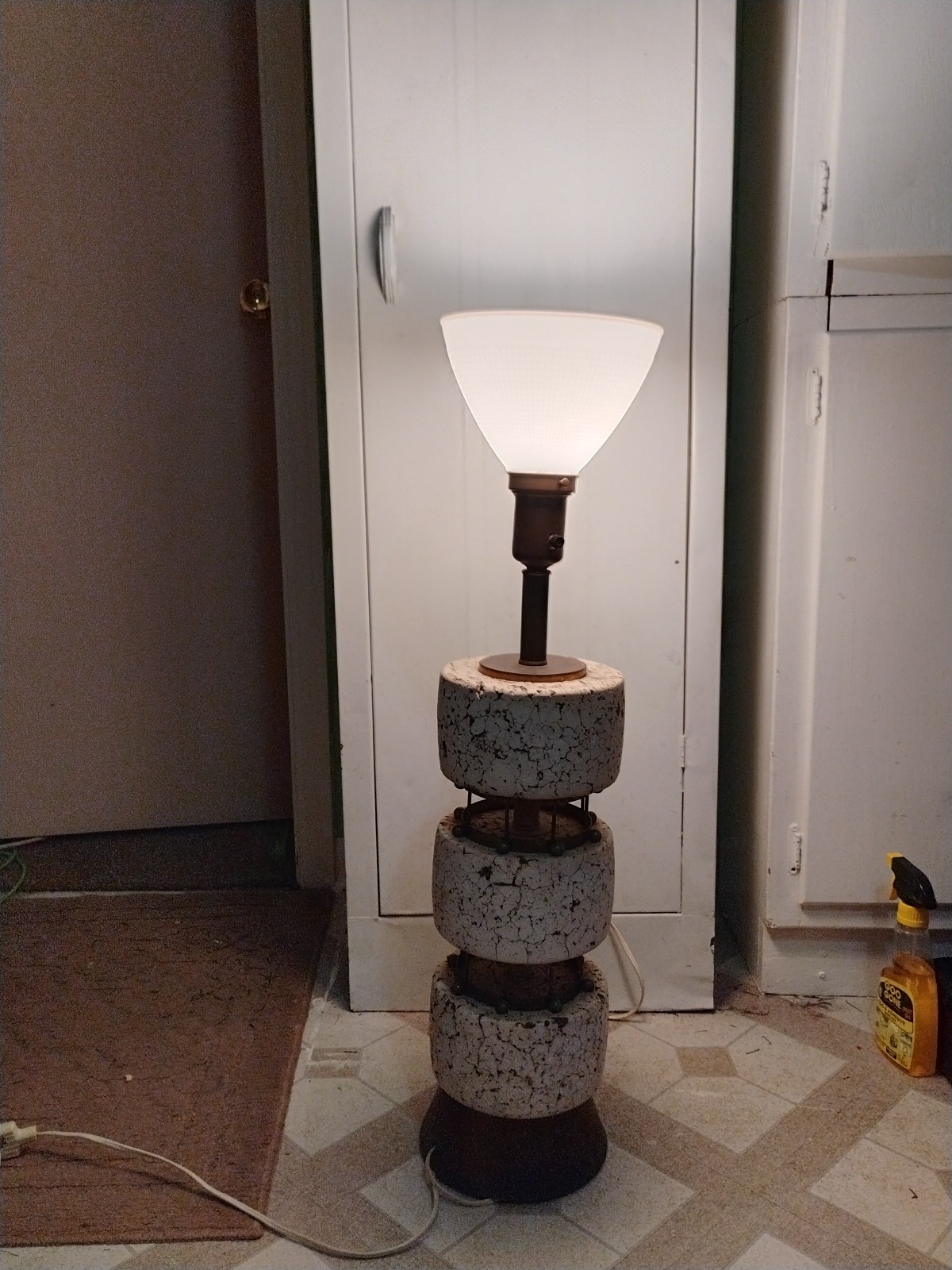 Eames Era Danish Table Lamp Vintage Washed TIER Sputnik Metal MCM Atomic Cork