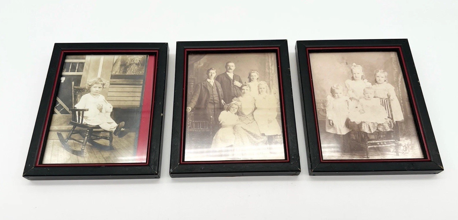 Antique Framed Family Portraits Original Sepia Photographs Set of 3