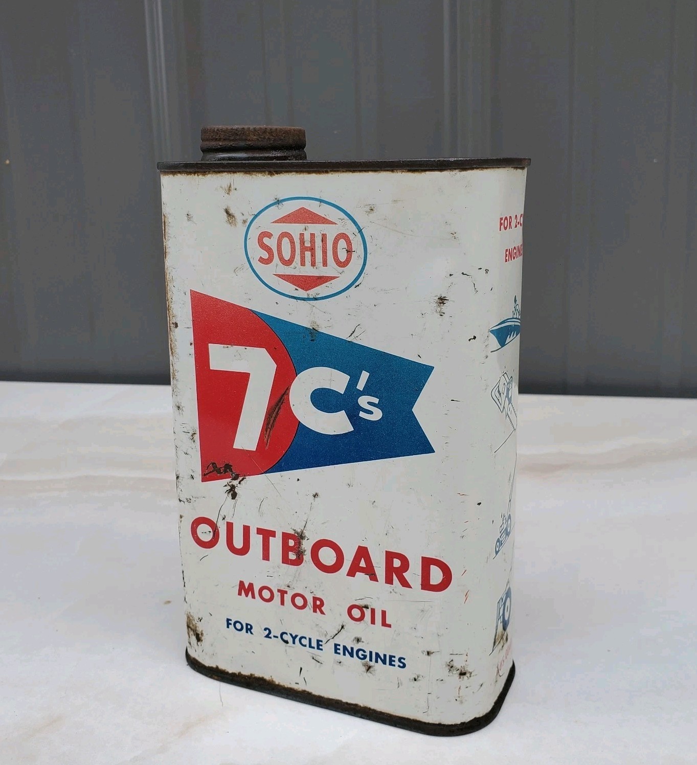 Sohio Outboard 7C\'s Rare Motor Oil Quart Can Empty Vintage Standard Of Ohio 7 Cs Sohio Outboard 7C\'s Rare Motor Oil Quart Can Empty Vintage Standard Of Ohio 7 Cs