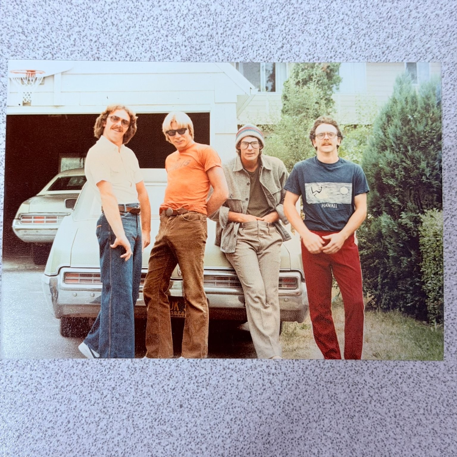 Four Men 1970s Snapshot Photograph Oklahoma Classic Car Vintage Fashion Four Men 1970s Snapshot Photograph Oklahoma Classic Car Vintage Fashion