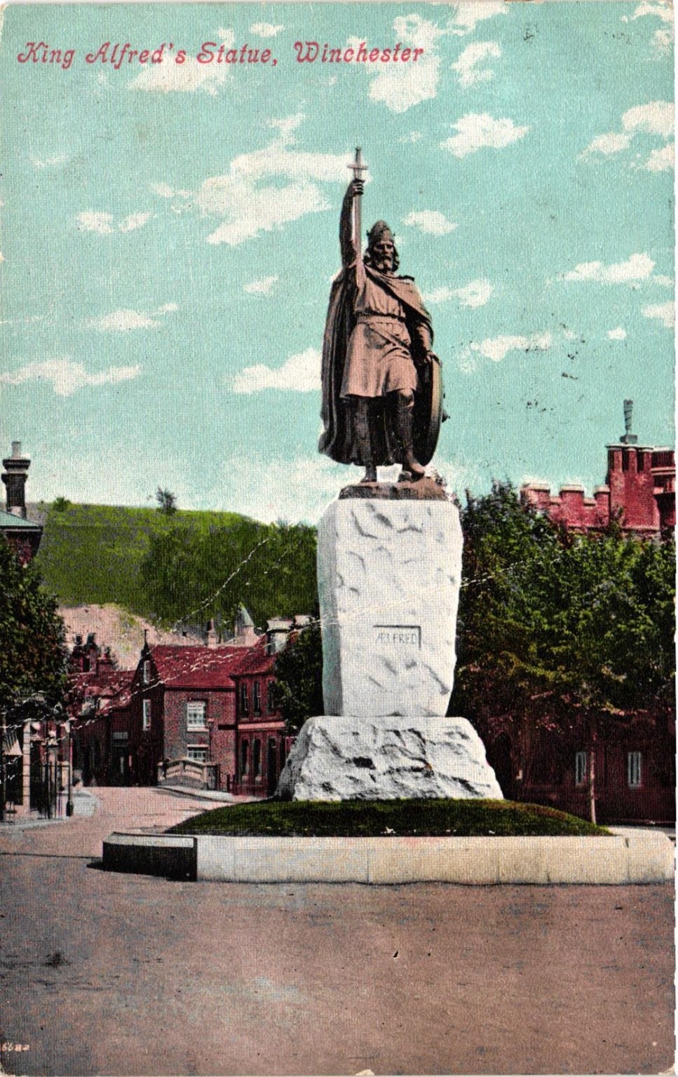 King Alfred's Statue Winchester England UK Edwardian Postcard 1906 King Alfred's Statue Winchester England UK Edwardian Postcard 1906