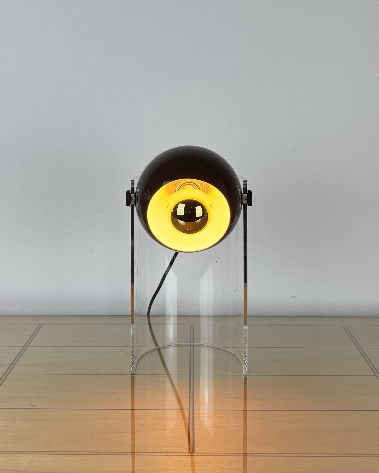 Vintage 1970s Space Age Lamp Eyeball Metal Sputnik UFO Brown Chrome Minimalism