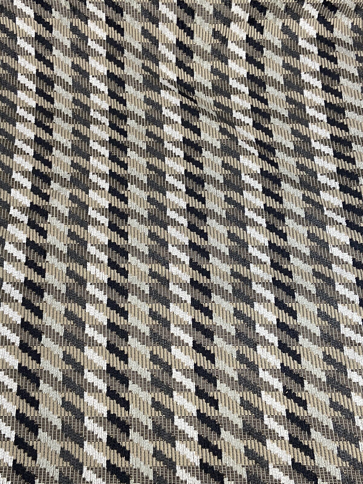 Black Tan White Fabric Remnant 2.6 yds 95x54\