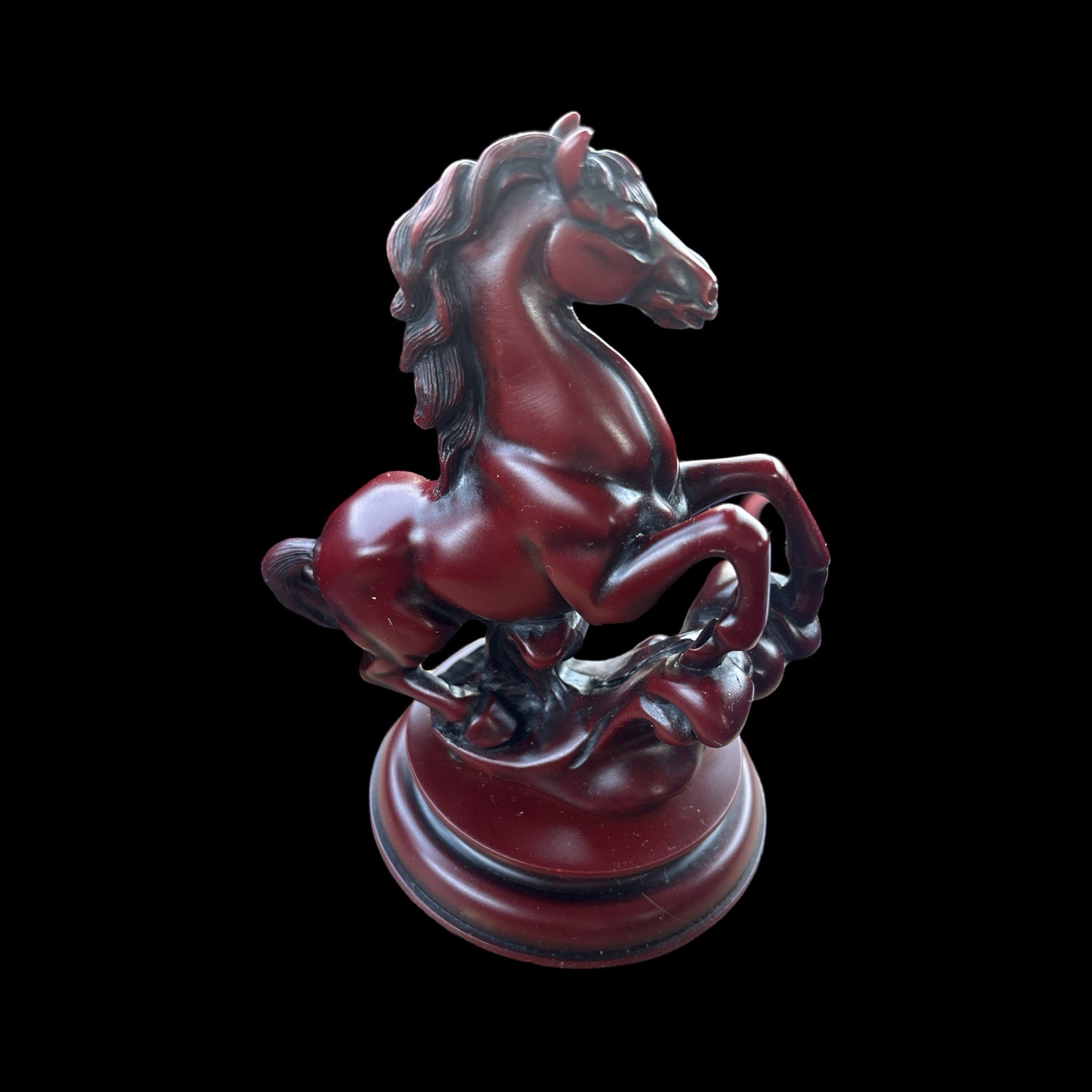 Vintage Sou Shan Chinese Red Stoneware Horse Paperweight Figurine Original Box