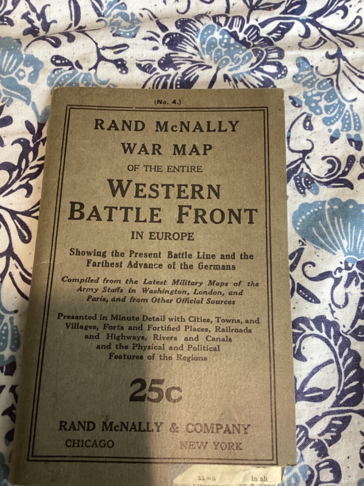 Antique Rand McNally War Map of the entire Western Battle Front