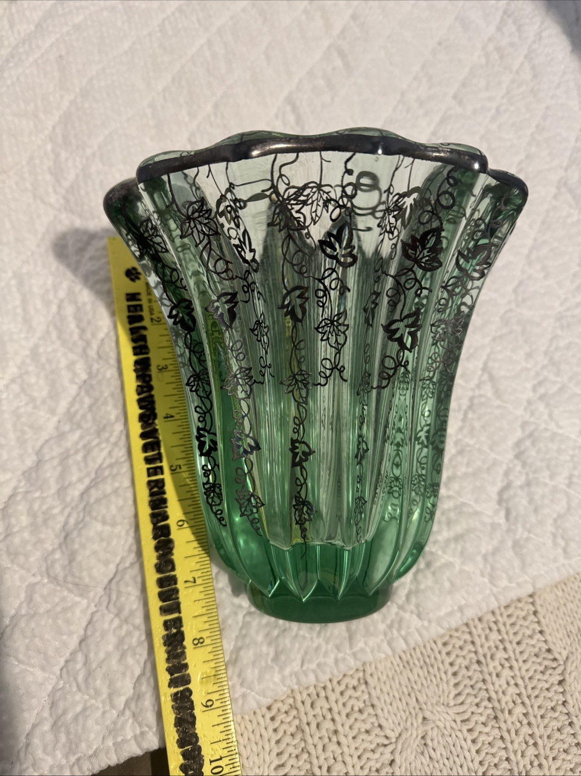 Antique Pierre D’Arsen Heavy Glass Vase With Silver Inlay Antique Pierre D’Arsen Heavy Glass Vase With Silver Inlay