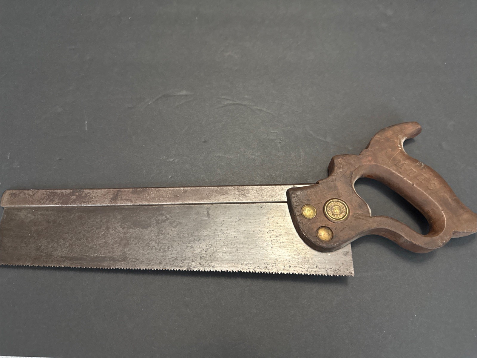 ANTIQUE R H DAVIS & CO. (DISSTON) BACK SAW, TENNON SAW, USA