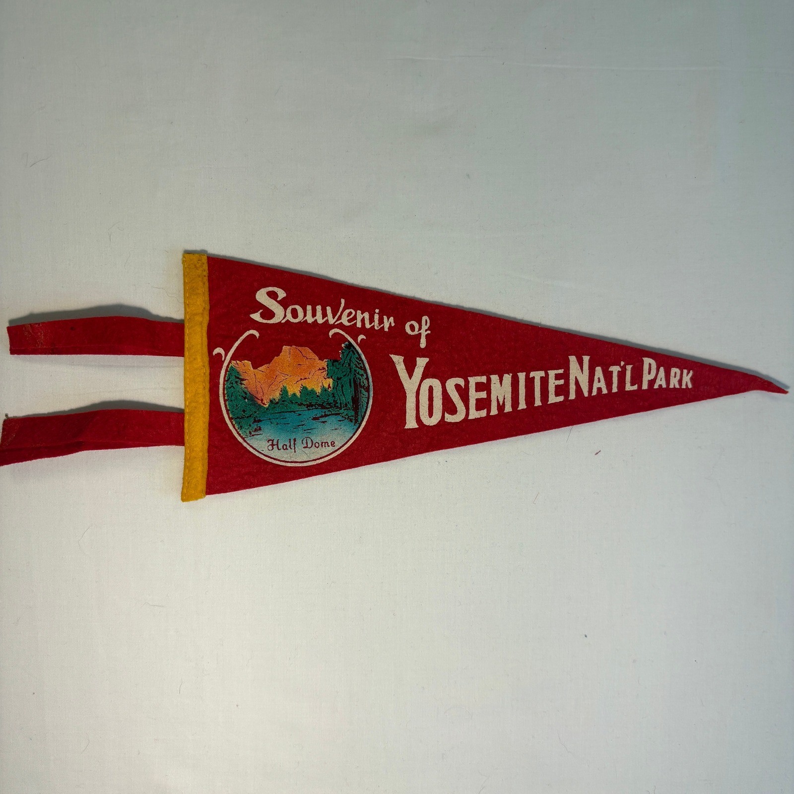 Vintage 1940s Yosemite National Park Half Dome Souvenir Felt Pennant Red 12 Inch Vintage 1940s Yosemite National Park Half Dome Souvenir Felt Pennant Red 12 Inch