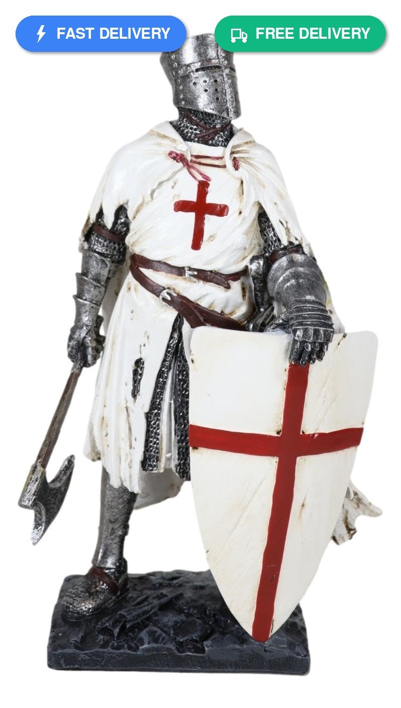 Ebros Gift Templar Knight Crusader Axeman Medieval Armor Resin Figurine 7.25\