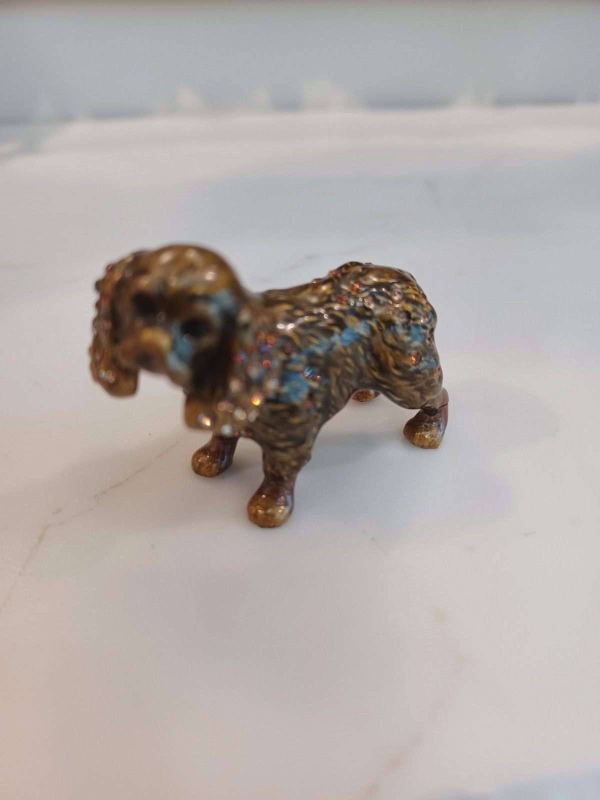 Jay Strongwater Enameled Jeweled Brown Miniature Spaniel No Damage 