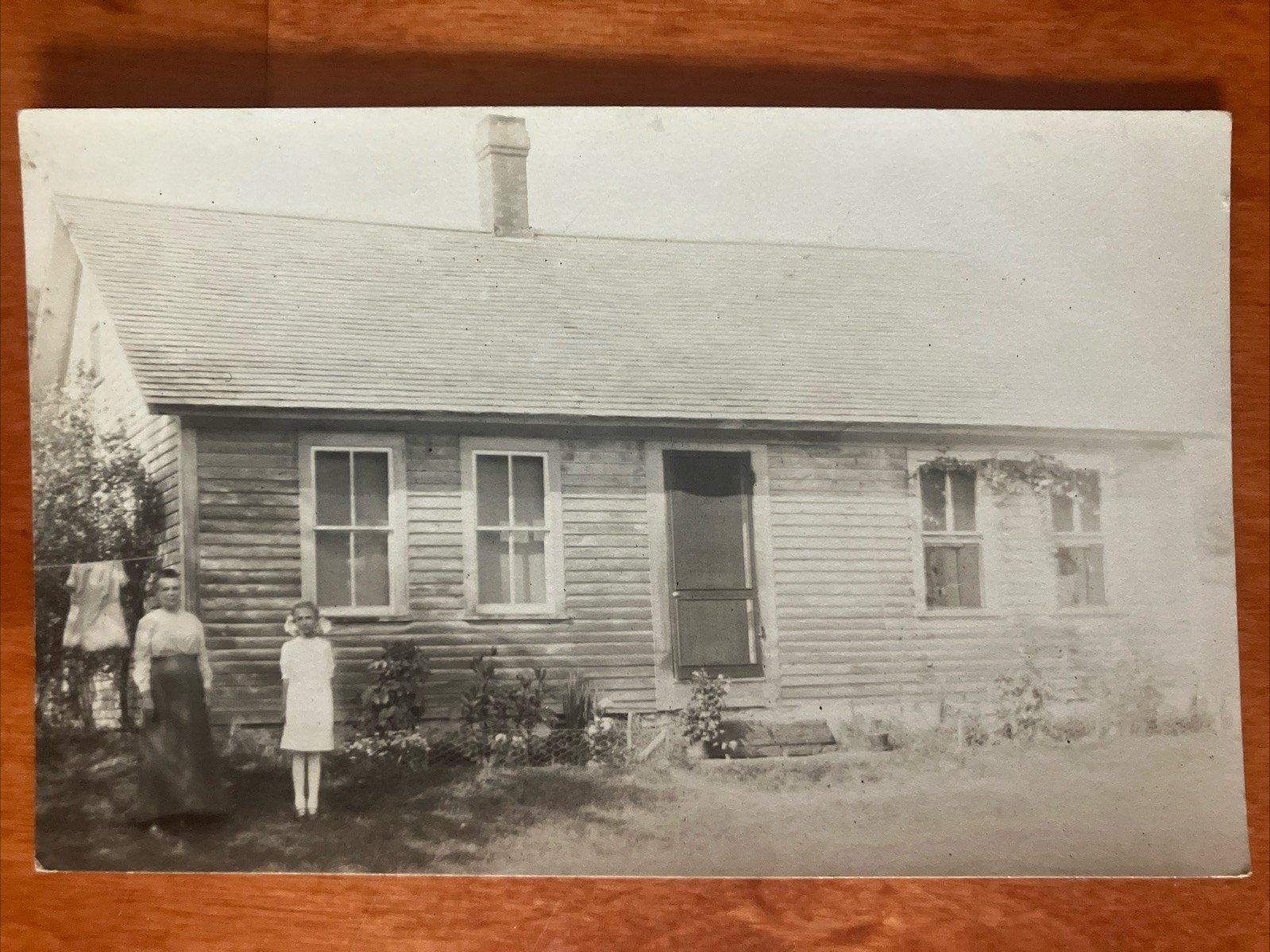 Woman And Girl Outside House ID\'d Real Photo Postcard RPPC PC2