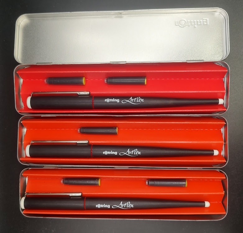 rOtring Calligraphy Artpen - Lot of 3 - Size 1.1 - Size 1.5 & Size 2.3