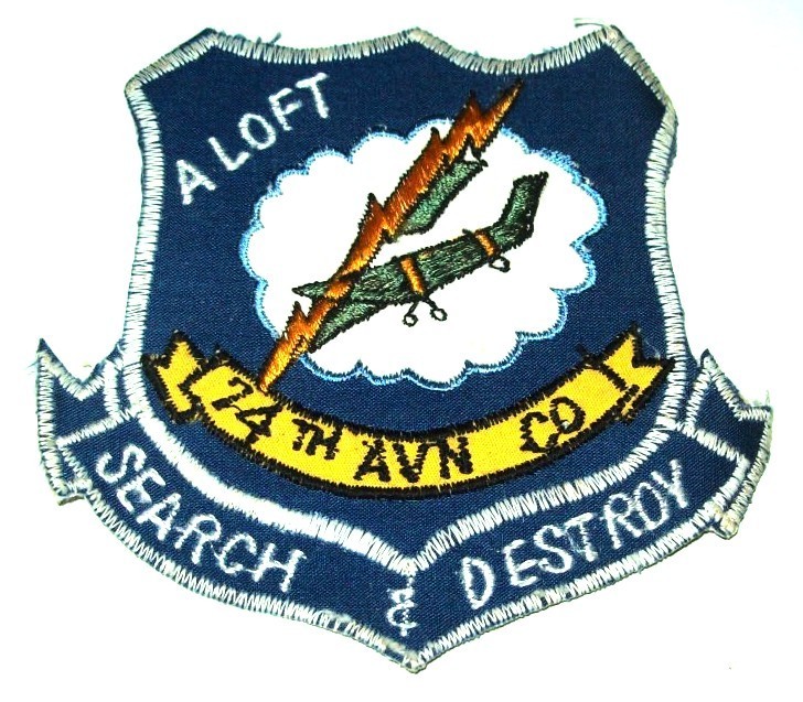 LARGE ORIGINAL 1960\'s VIETNAMESE MADE 74th AVIATION CO. SEARCH & DESTROY PATCH