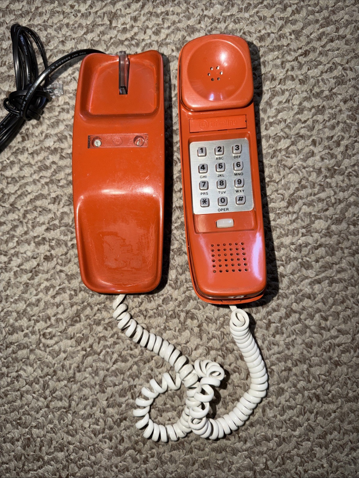 Vtg Burnt Orange Bell System  Western Electric Trimline Push Button Phone