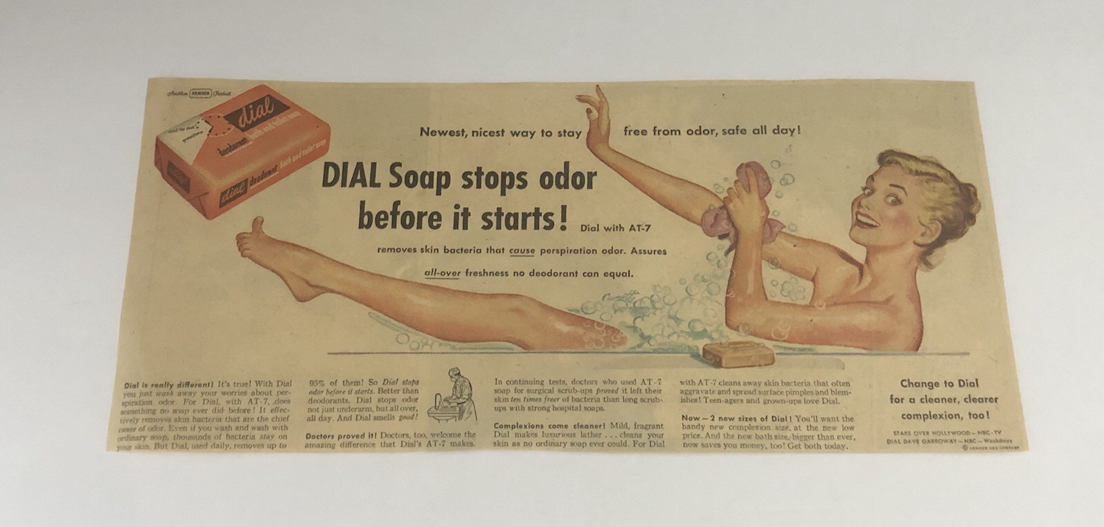 (1950’s) Dial Soap Advertising Newspaper ad