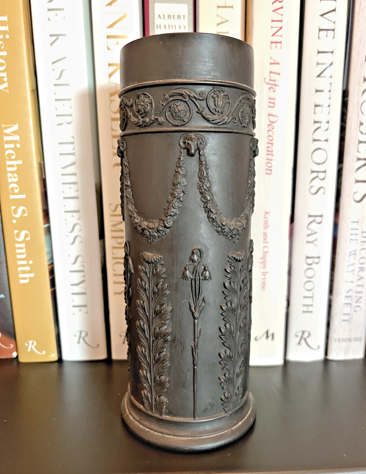 Antique Wedgwood BLACK Basalt Cylindrical 7.5 Antique Wedgwood BLACK Basalt Cylindrical 7.5