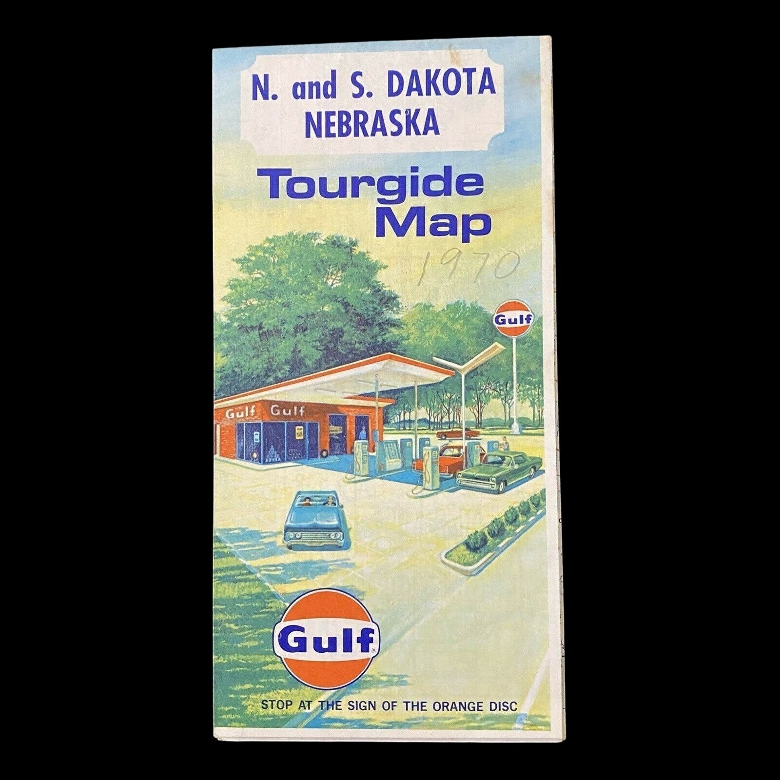 Vintage 1970 Gulf North and South Dakota Nebraska Travel Map