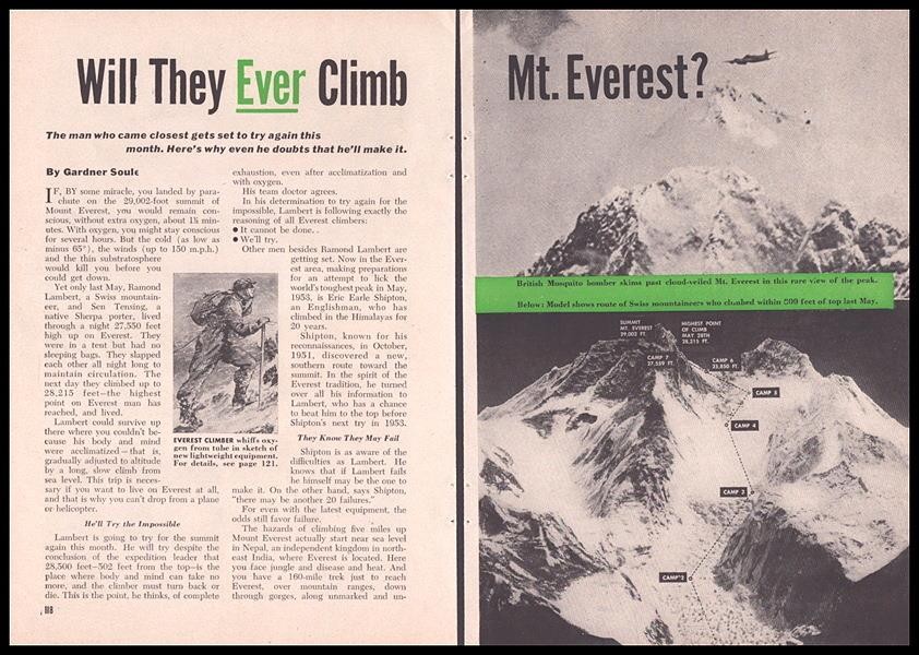 “Will They Ever Climb Mt. Everest?”1952 article Raymond Lambert Swiss Expedition
