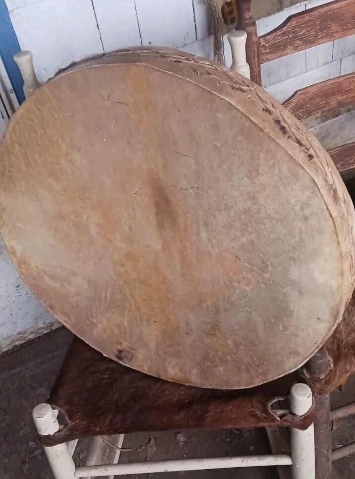 **AWESOME VINTAGE NATIVE AMERICAN RARAMURI TARAHUMARA DRUM LG RARE GOATSKIN