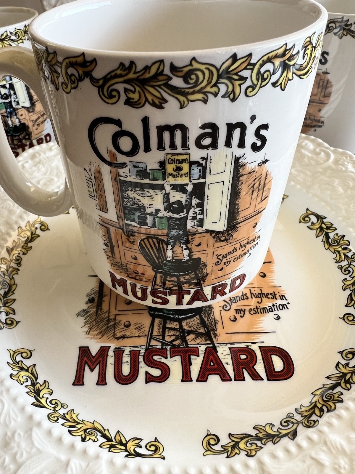 10 Piece Lord Nelson Pottery Colman\'s Mustard Advertising Plates & Mugs Vintage 10 Piece Lord Nelson Pottery Colman\'s Mustard Advertising Plates & Mugs Vintage