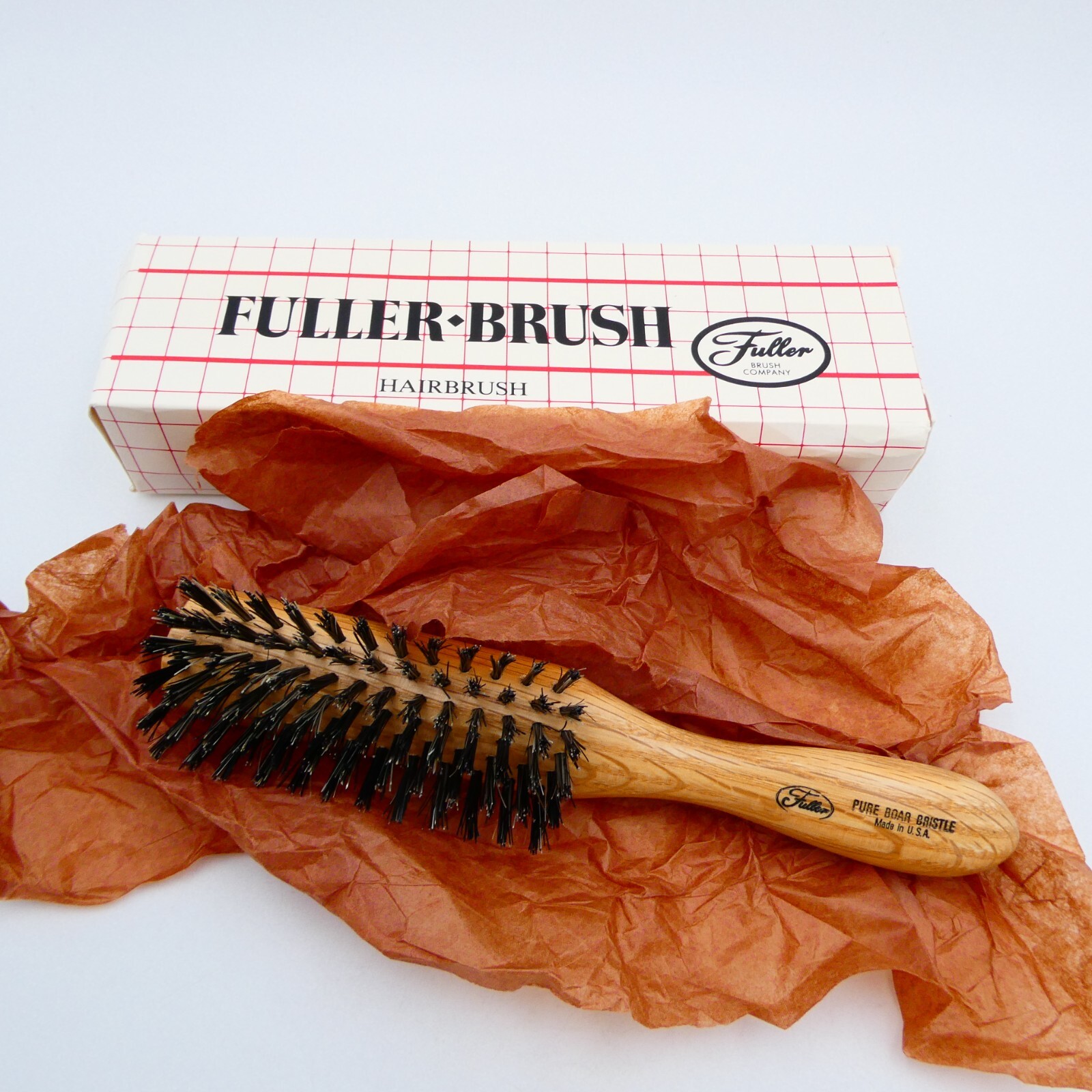 Fuller Hair Brush Oak Club Wood Handle 10004 Genuine Pure Boar Bristle NEW VTG