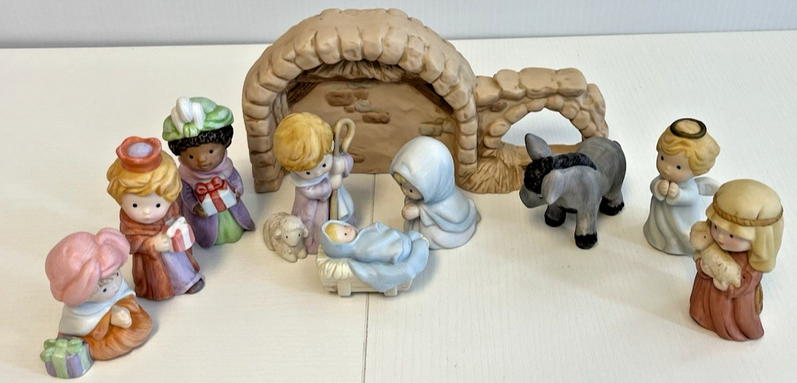 1987 11 Pcs. Avon Heavenly Blessings Nativity Collection Figurines Christmas