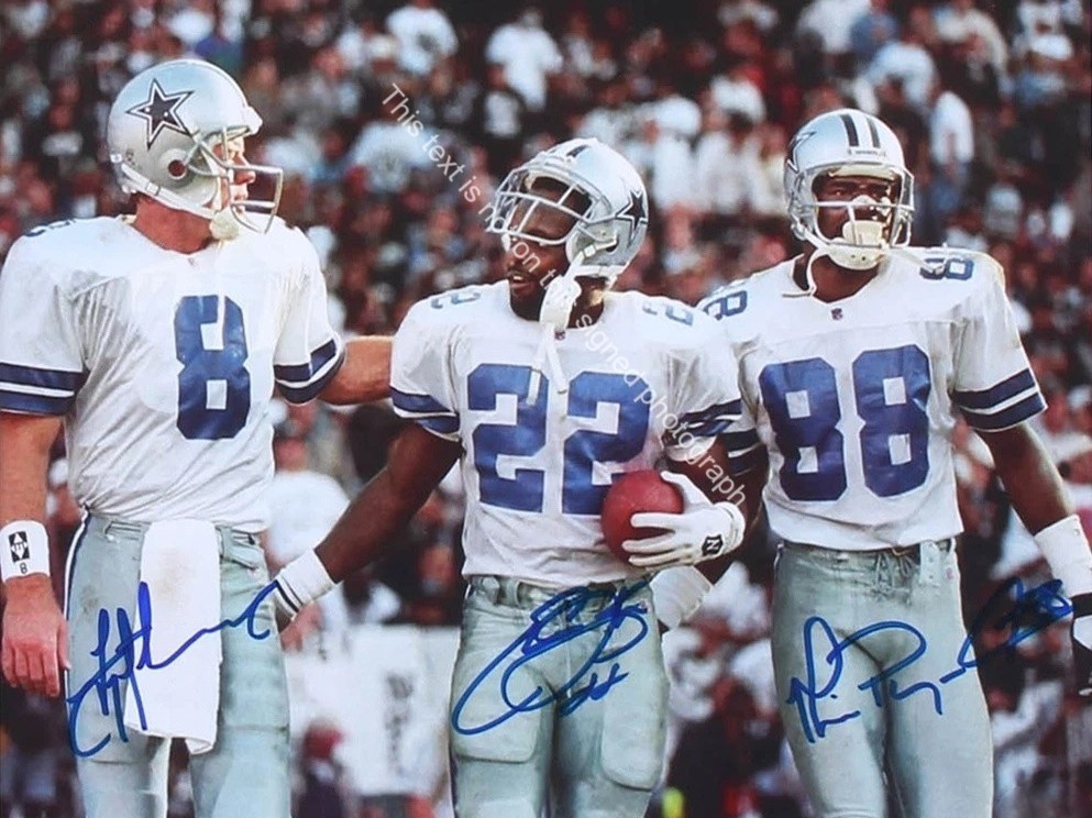 Troy Aikman Emmitt Smith Michael Irvin Cowboys Signed Autograph 5x7 Photo HD037 Troy Aikman Emmitt Smith Michael Irvin Cowboys Signed Autograph 5x7 Photo HD037