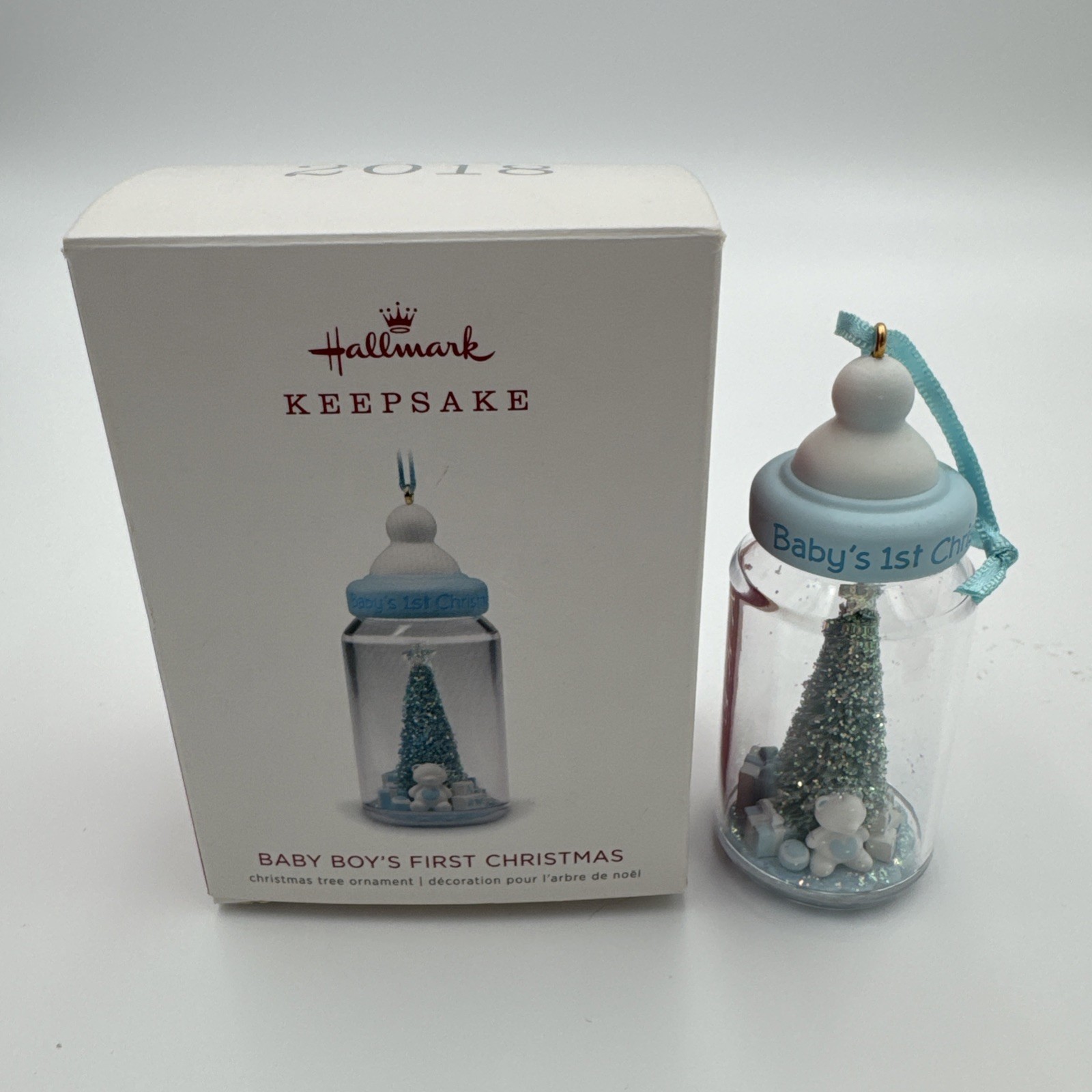 2018 Hallmark BABY BOY\'S First Christmas Ornament Blue Baby Bottle 2018 Hallmark BABY BOY\'S First Christmas Ornament Blue Baby Bottle