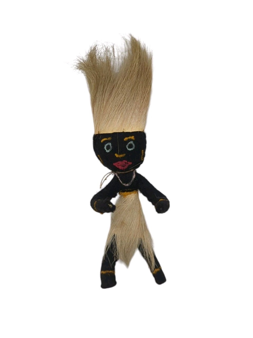 Vintage African Doll Handmade Felt With Animal Skin Outfit 5 Vintage African Doll Handmade Felt With Animal Skin Outfit 5