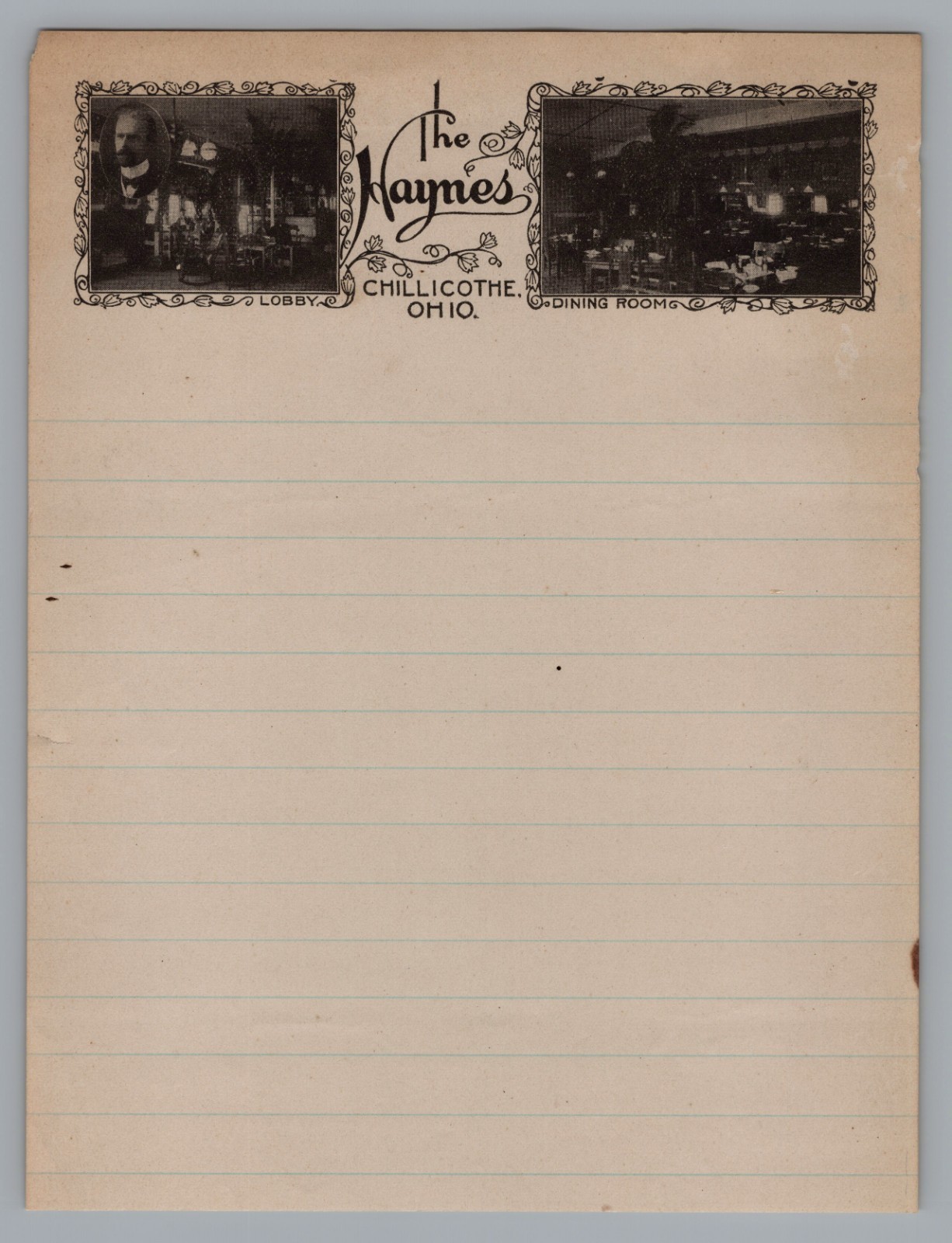 c1913 The Haynes Hotel Stationery Chillicothe Ohio Antique Paper Ephemera c1913 The Haynes Hotel Stationery Chillicothe Ohio Antique Paper Ephemera