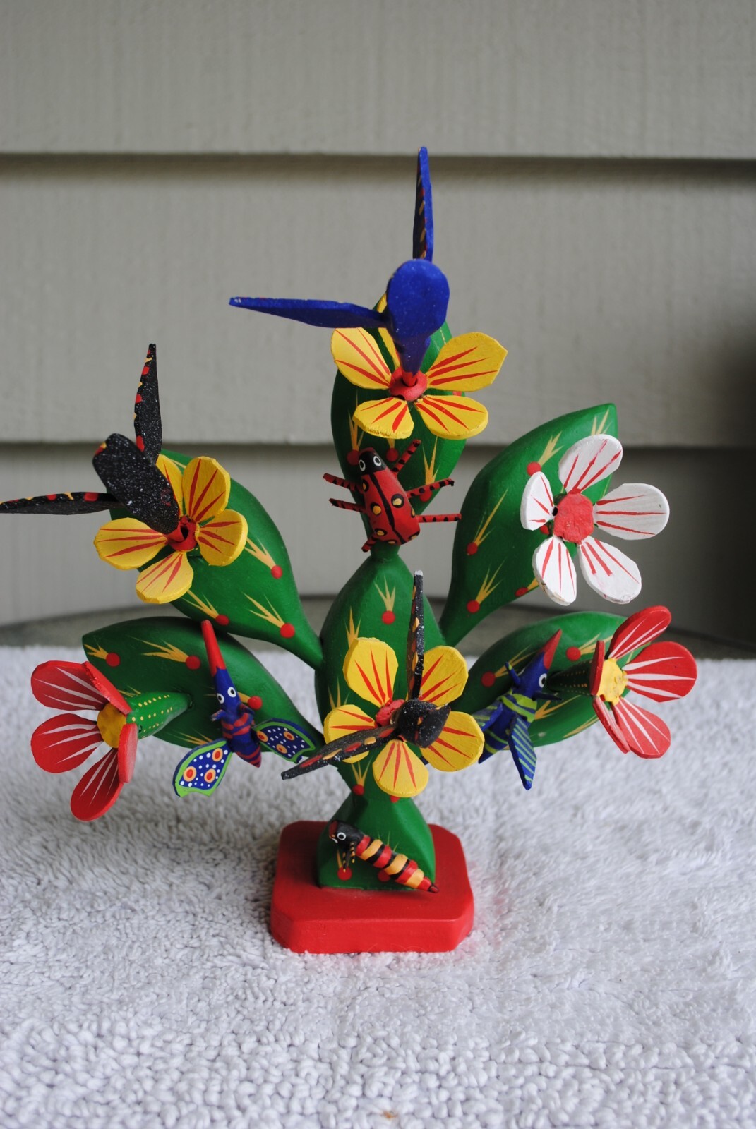 Vtg Alebrijes Oaxaca Wood Carving Hummingbirds Bugs Cactus Feliciano Santiago