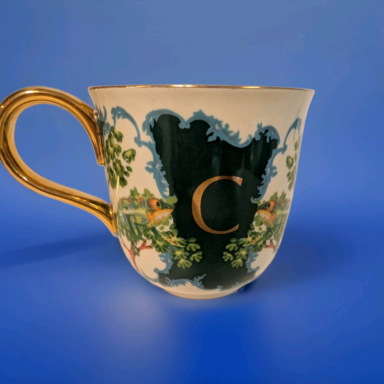 Lou Rota For Anthropologie Nature Table Monogram “C” coffee Mug Gold Accents tea