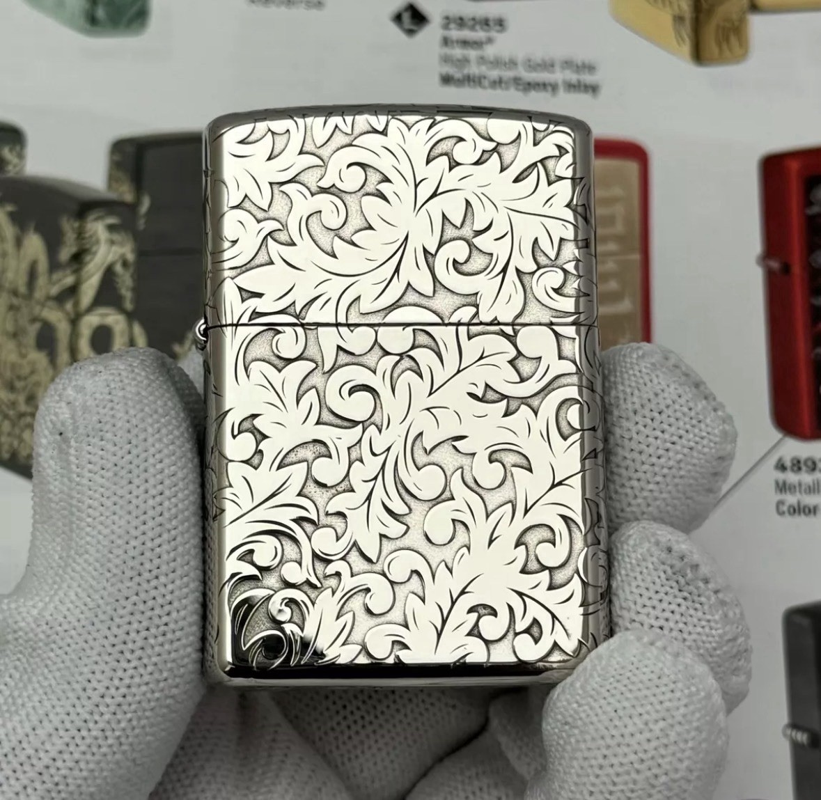 Silver Floral Scroll Flip Top Lighter Elegant Ornate Zippo Lighter In A New Box