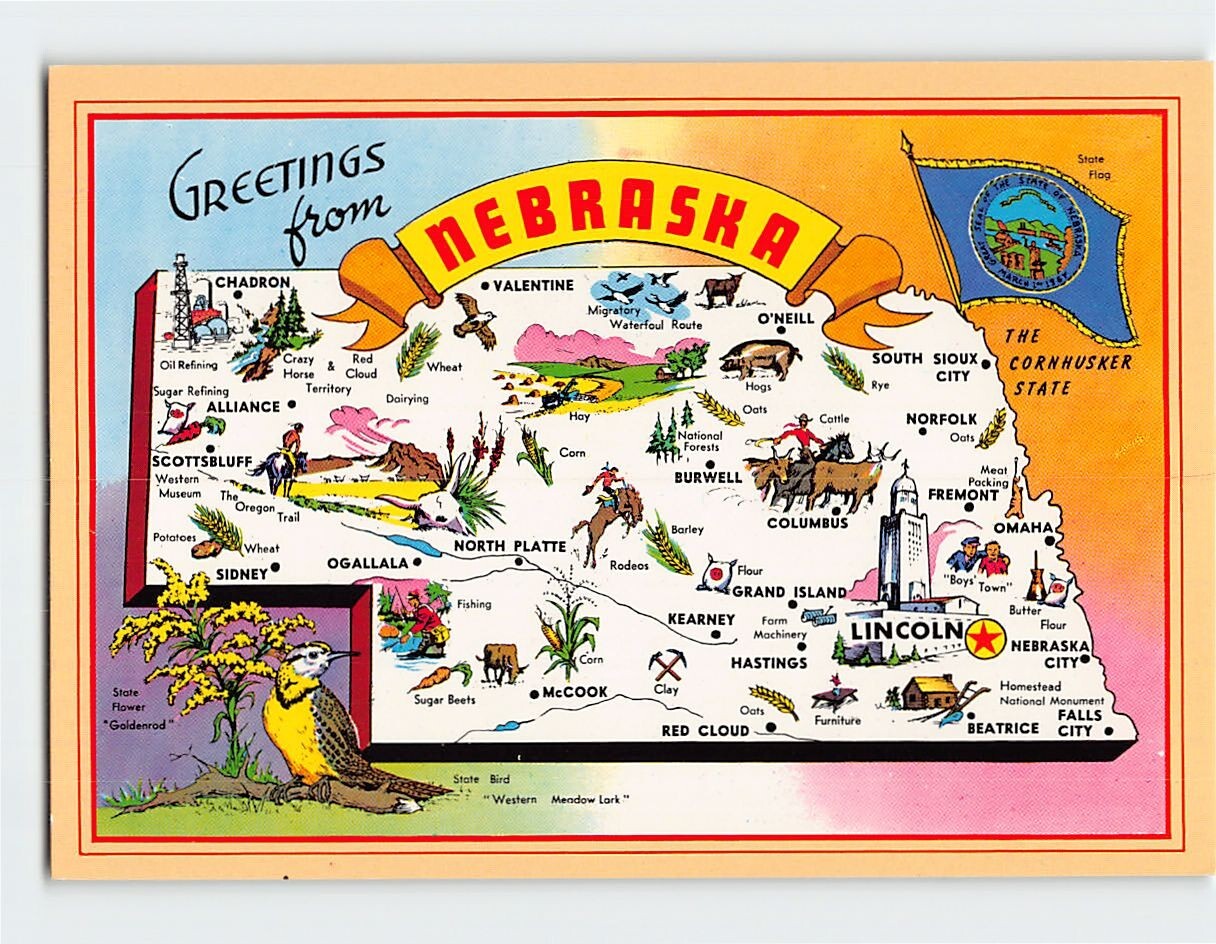 Map & Attractions Nebraska USA G-32277