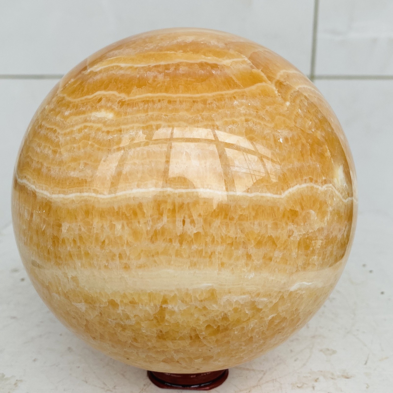 Natural Yellow Calcite Sphere Polished Crystal Quartz Energy Healing 3020g