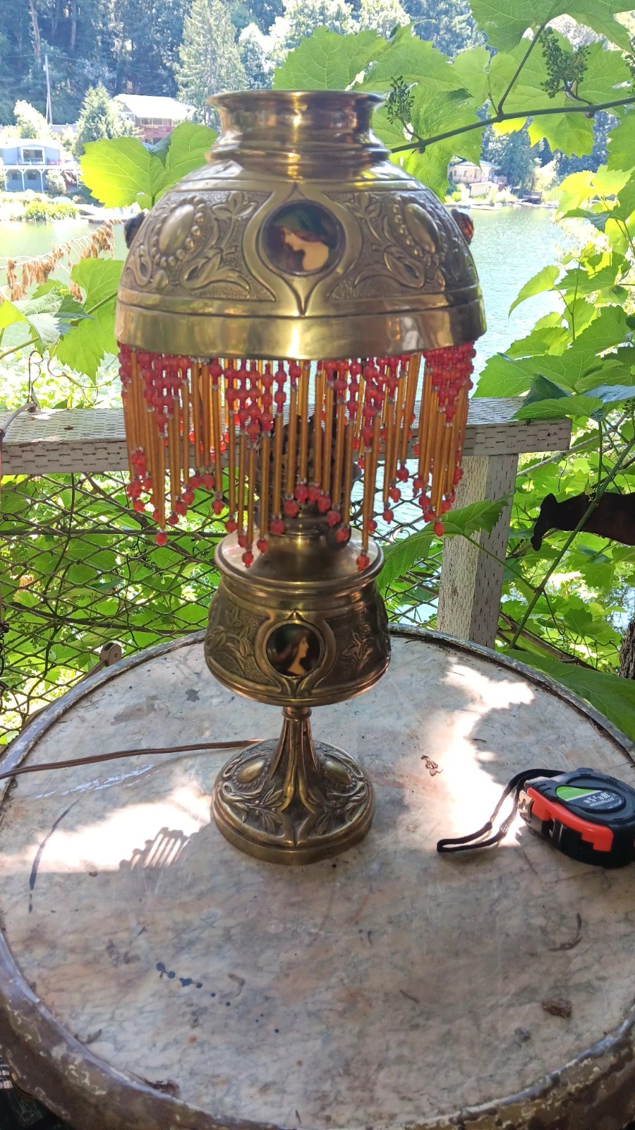Antique French Art Nouveau Cabochon Lamp Cameos For Restore 