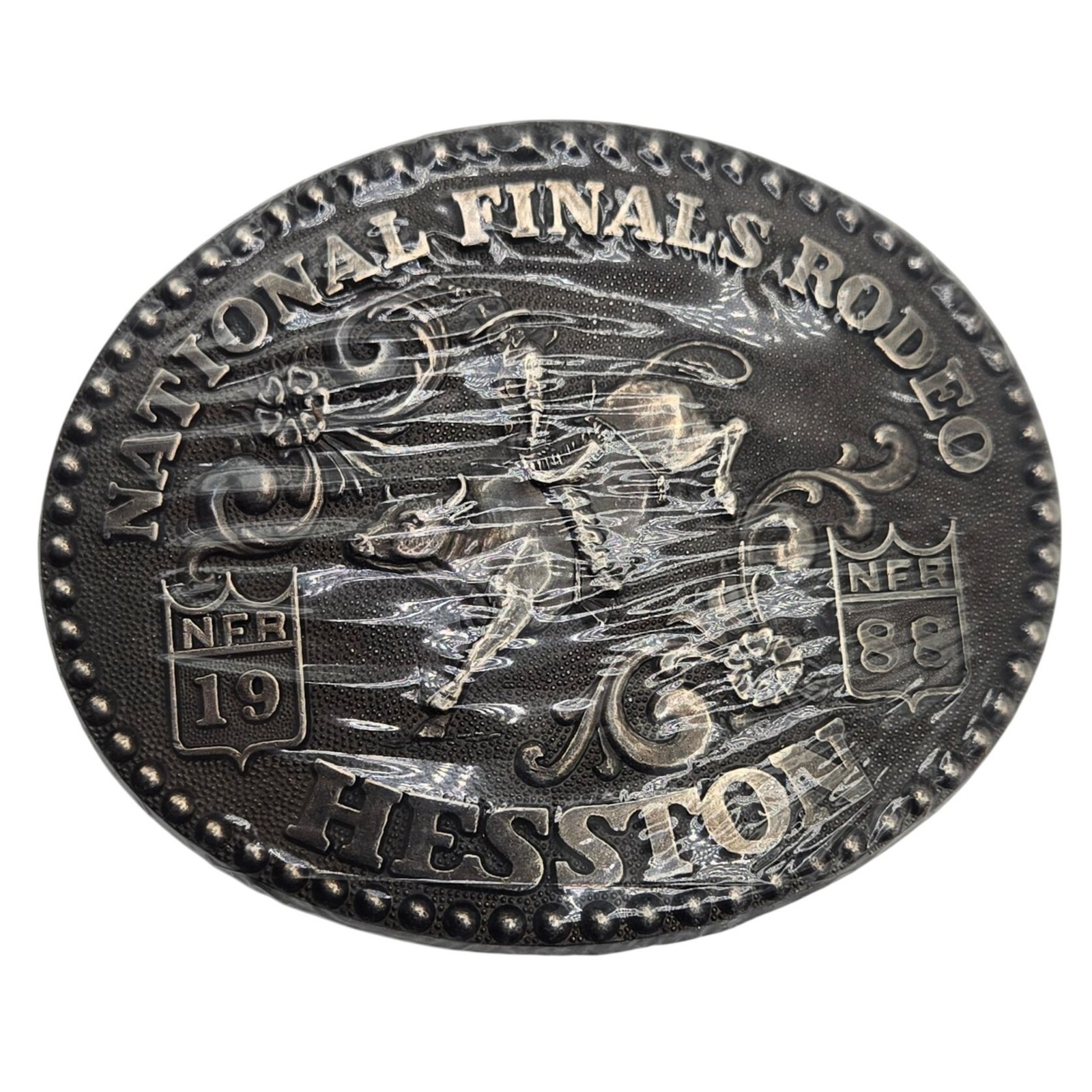 1988 National Finals Rodeo NFR Belt Buckle Bull Rider Hesston NOS Cowboy Vintage