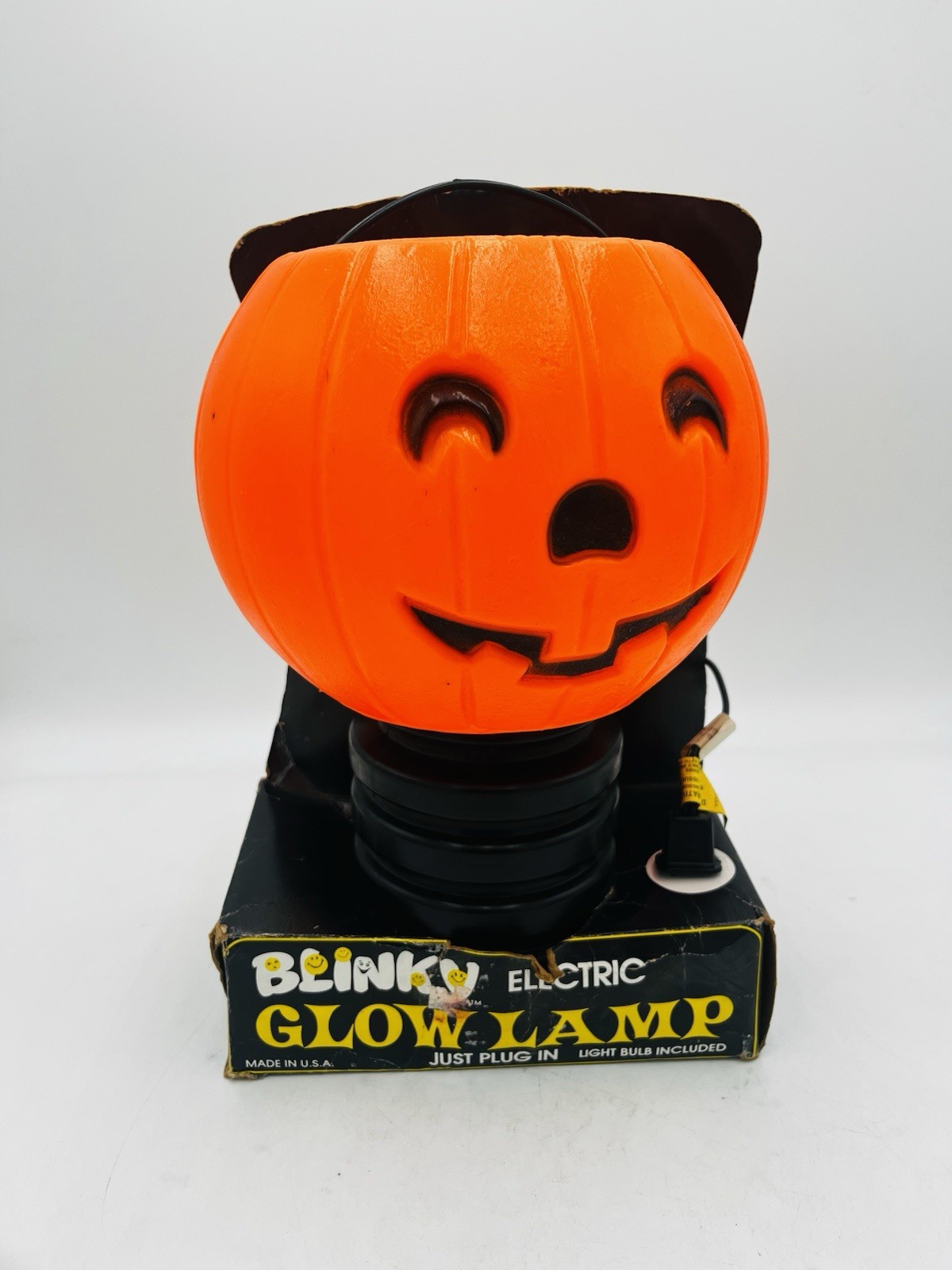 Vintage Blinky Blow Mold Pumpkin Electric Glow Lamp Lighted Halloween Decoration Vintage Blinky Blow Mold Pumpkin Electric Glow Lamp Lighted Halloween Decoration