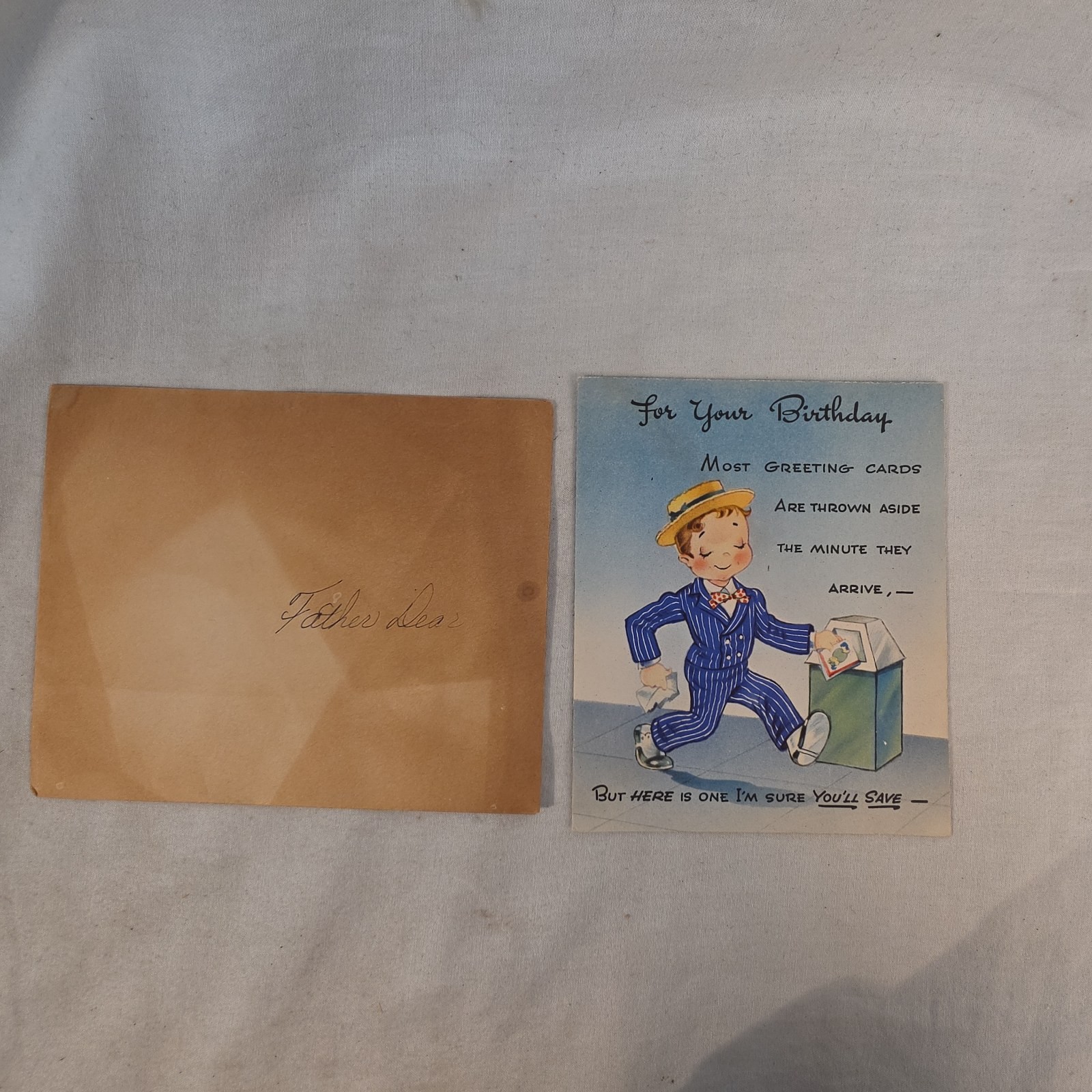 Vintage 1945 Risque Pinup Girl Novelty Birthday Card Gag Humor Nude Envelope