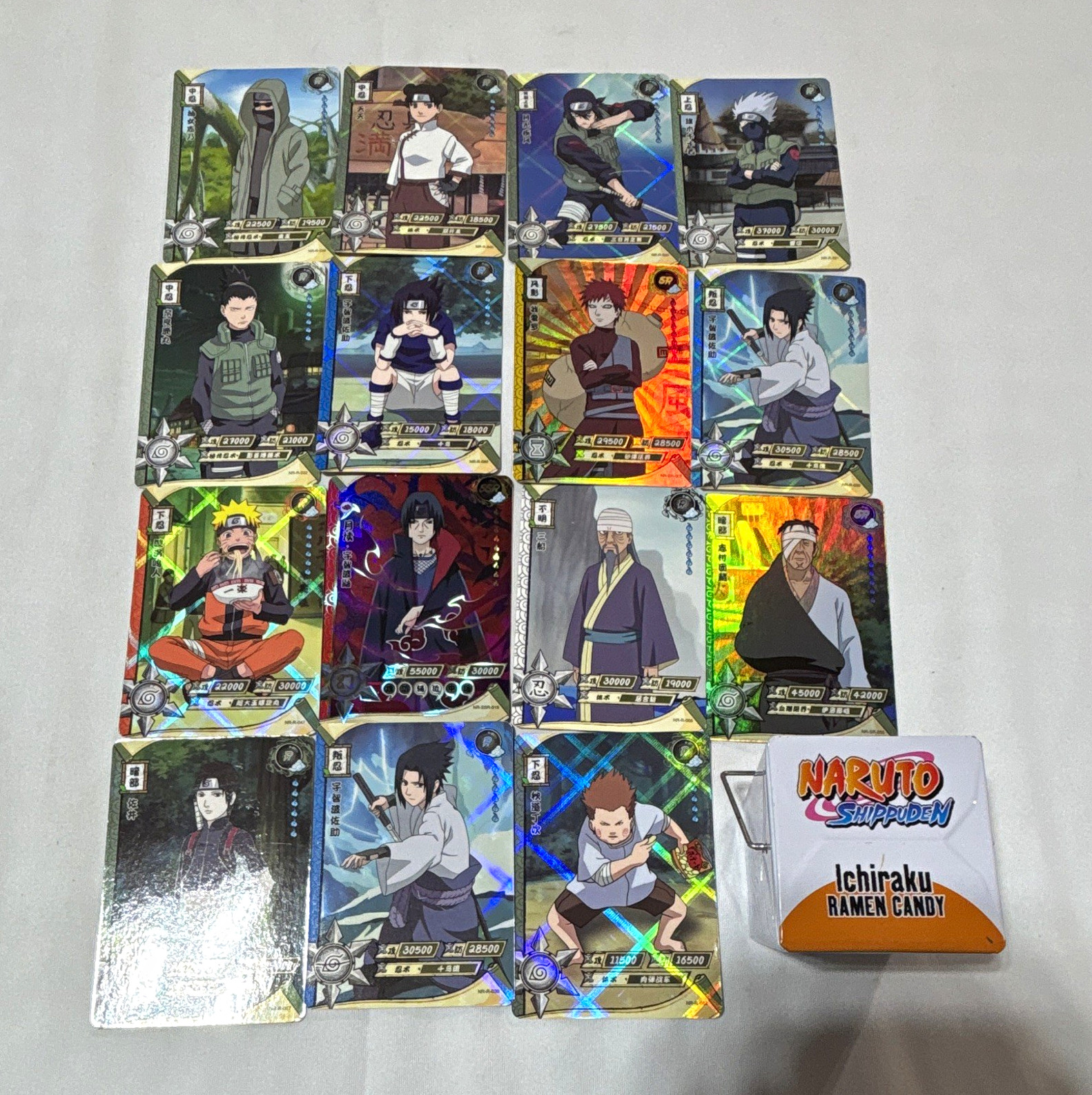 Naruto Shippuden NR-R Non-Sport Card Lot 14 Chase JP + Ichiraku Ramen Candy