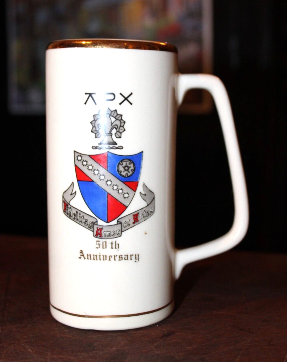 Vintage 1964 Fraternity Mug Cup 50th Ann. Fidelitas Amor et Artes Vintage 1964 Fraternity Mug Cup 50th Ann. Fidelitas Amor et Artes
