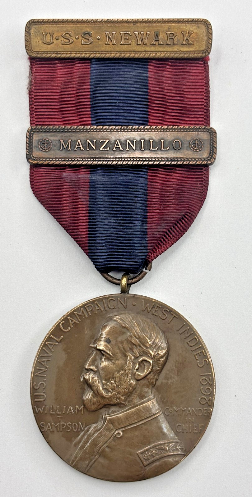 RARE Sampson Medal West Indies U.S.S CASTINE Naval Campaign Mariel Clasp No name RARE Sampson Medal West Indies U.S.S CASTINE Naval Campaign Mariel Clasp No name
