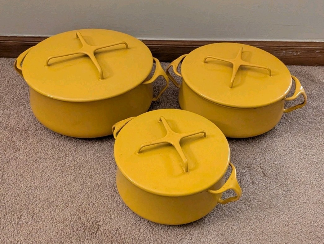 Dansk Kobenstyle IHQ Bright Yellow Enamel Dutch Oven Set 6 Qt 4 Qt 2 Qt Lot Dansk Kobenstyle IHQ Bright Yellow Enamel Dutch Oven Set 6 Qt 4 Qt 2 Qt Lot