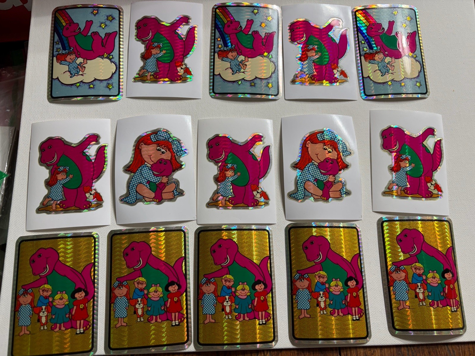 Mixed Lot of 15 Vintage Barney the Dinosaur Prism Vending Machine Sticker