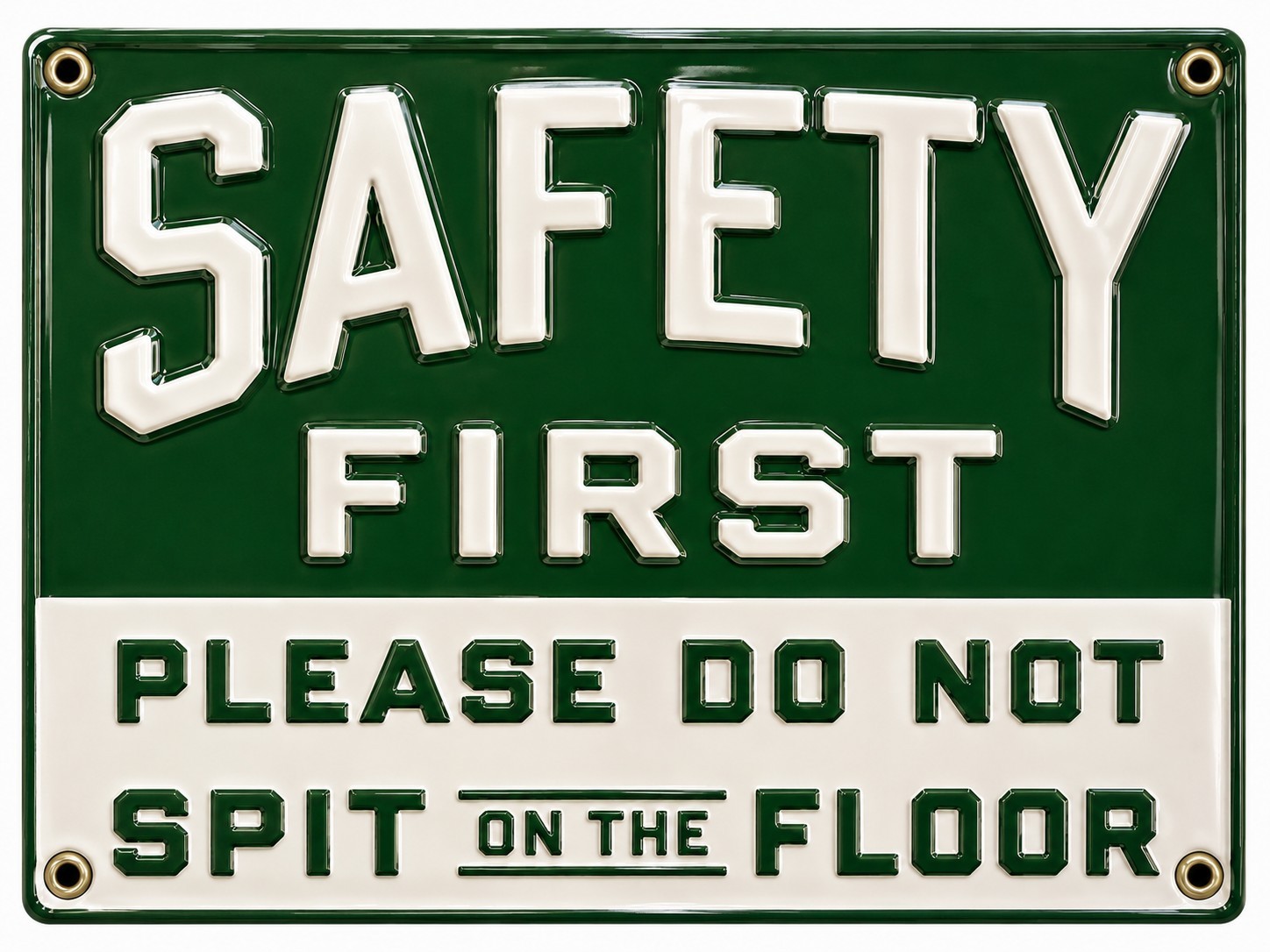 Safety First Please Do Not Spit On The Floor Vintage Porcelain Sign Art Print...